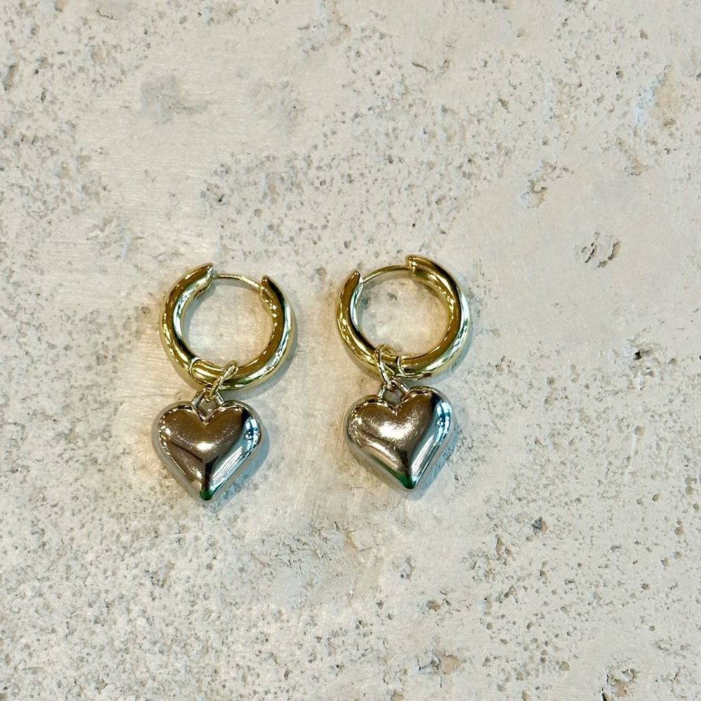 Silver- Gold Earrings with heart